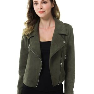 Apperloth A Women’s Solid Long Sleeve Faux Suede Jacket